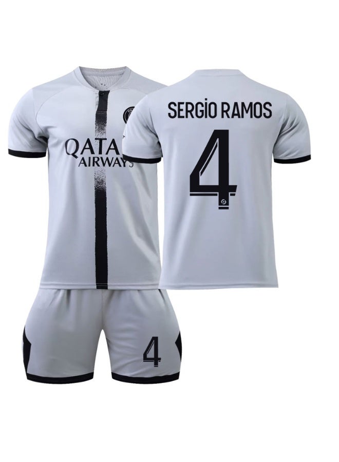 PSG 2022-2023 باريس بعيدا زي كرة القدم #4 سيرجيو راموس كرة القدم جيرسي السراويل دعوى حجم الأطفال والكبار حجم الهدايا للجماهير والأصدقاء - Image 1